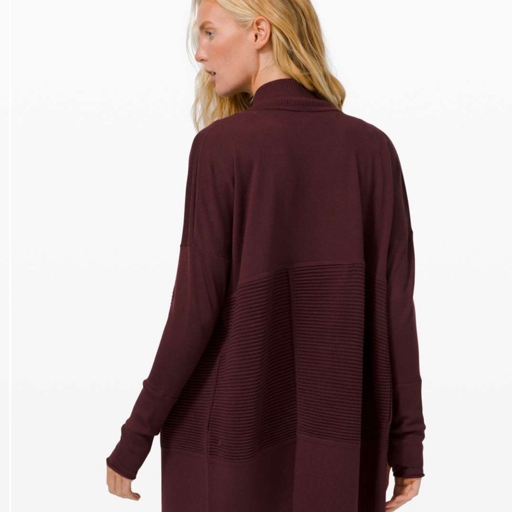 Lululemon Sit In Lotus Wrap II Plum Merino Wool Open Front Cardigan Sweater - Picture 2 of 8